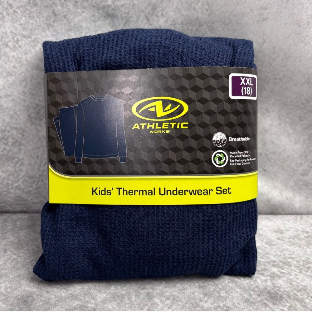 Athletic Works Youth Performance Blue Thermal‎ Underwear Set YOUTH XXL(18)